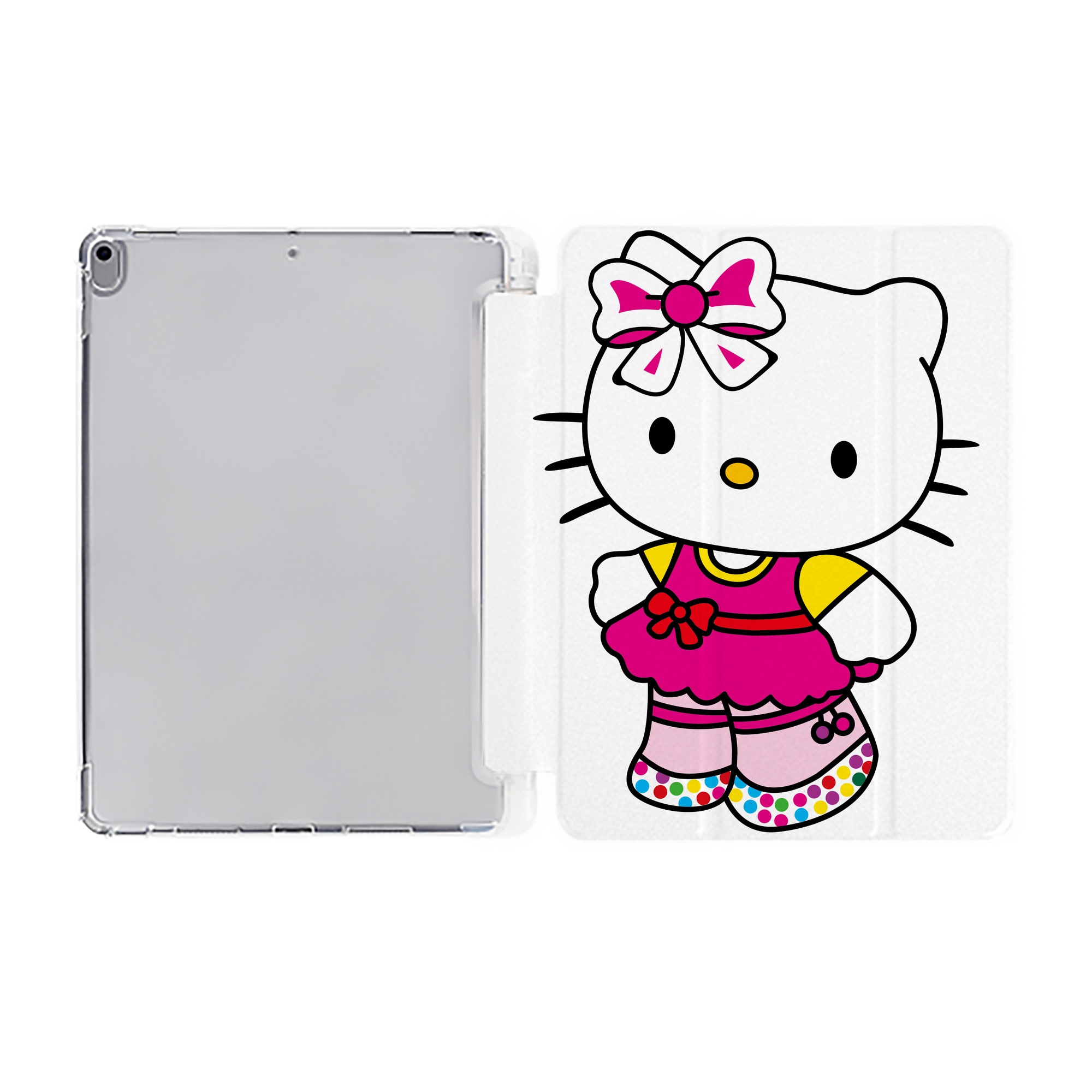 （画像用） Hello Kitty ハローキティ IPad ケース ペン収納付き 三つ折りスタンド PUレザー×シリコン 対応機種9.5/10.5/10.9インチ